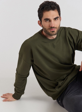 BLUZA Z OKRĄGŁYM DEKOLTEM - ZIELONA P20WF-2B-015-Z