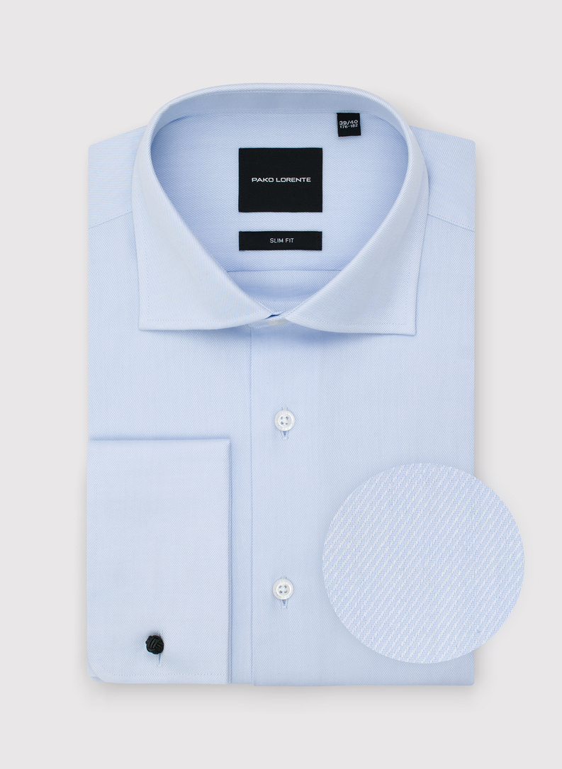 Niebieska koszula męska na spinki