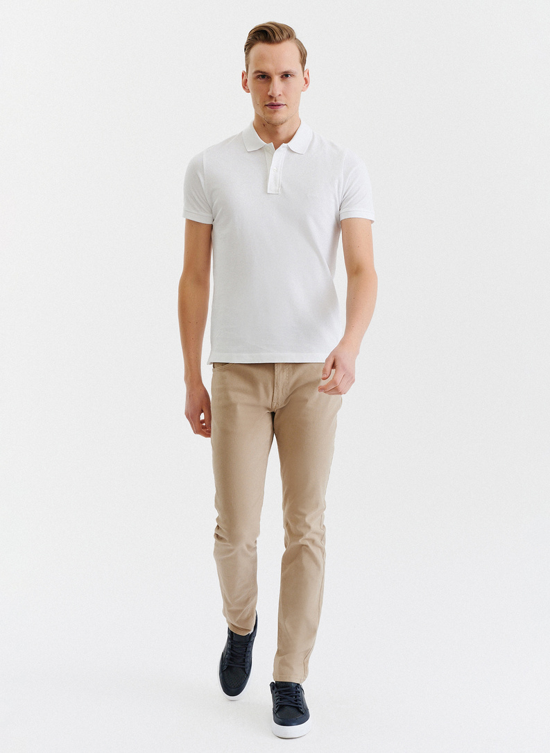 Gładki T-shirt polo w kolorze białym