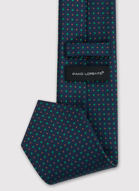 Wzorzysty granatowy krawat męski