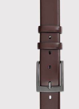 Ciemnobrązowy skórzany pasek męski