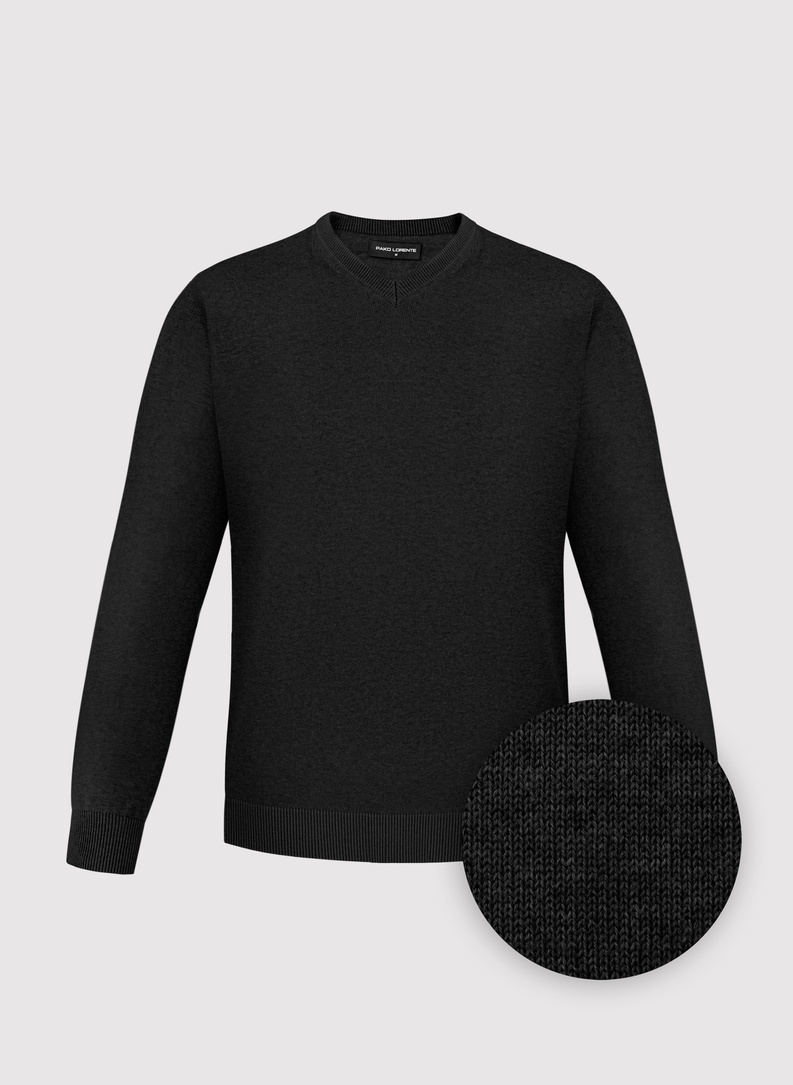 Czarny sweter męski v-neck