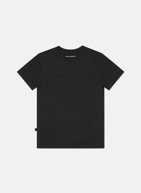 Czarny gładki t-shirt v-neck