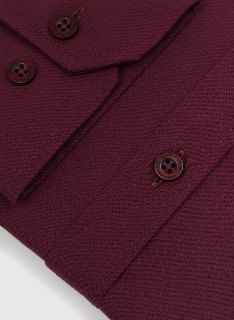 Bordowa gładka koszula męska 