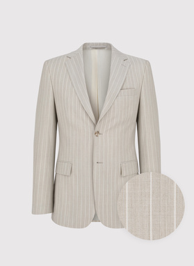 Beżowa marynarka garniturowa w prążek