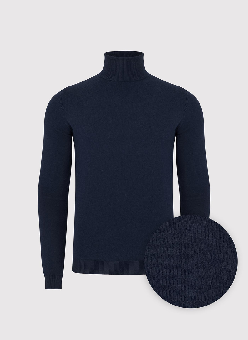 Granatowy gładki golf męski