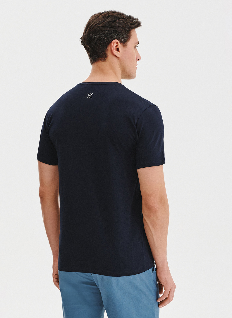 Granatowy gładki t-shirt męski