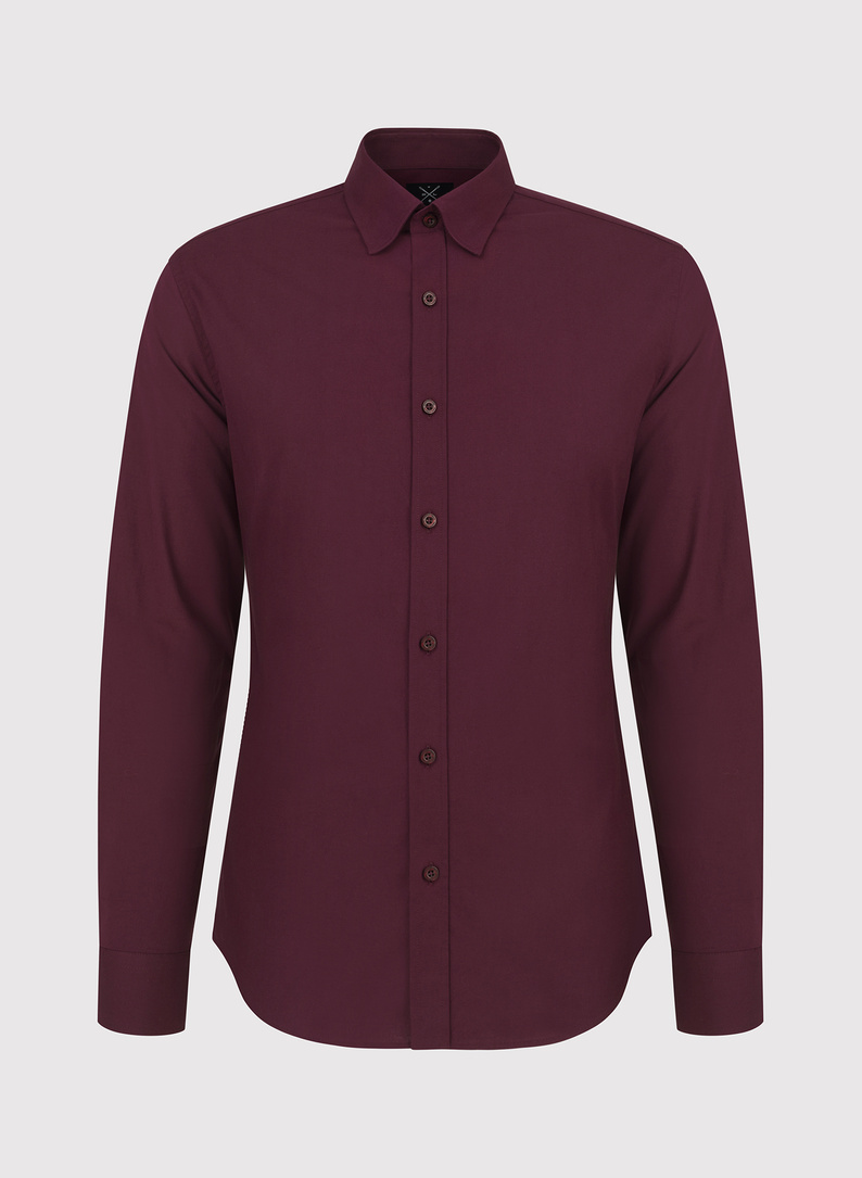 Bordowa gładka koszula męska 