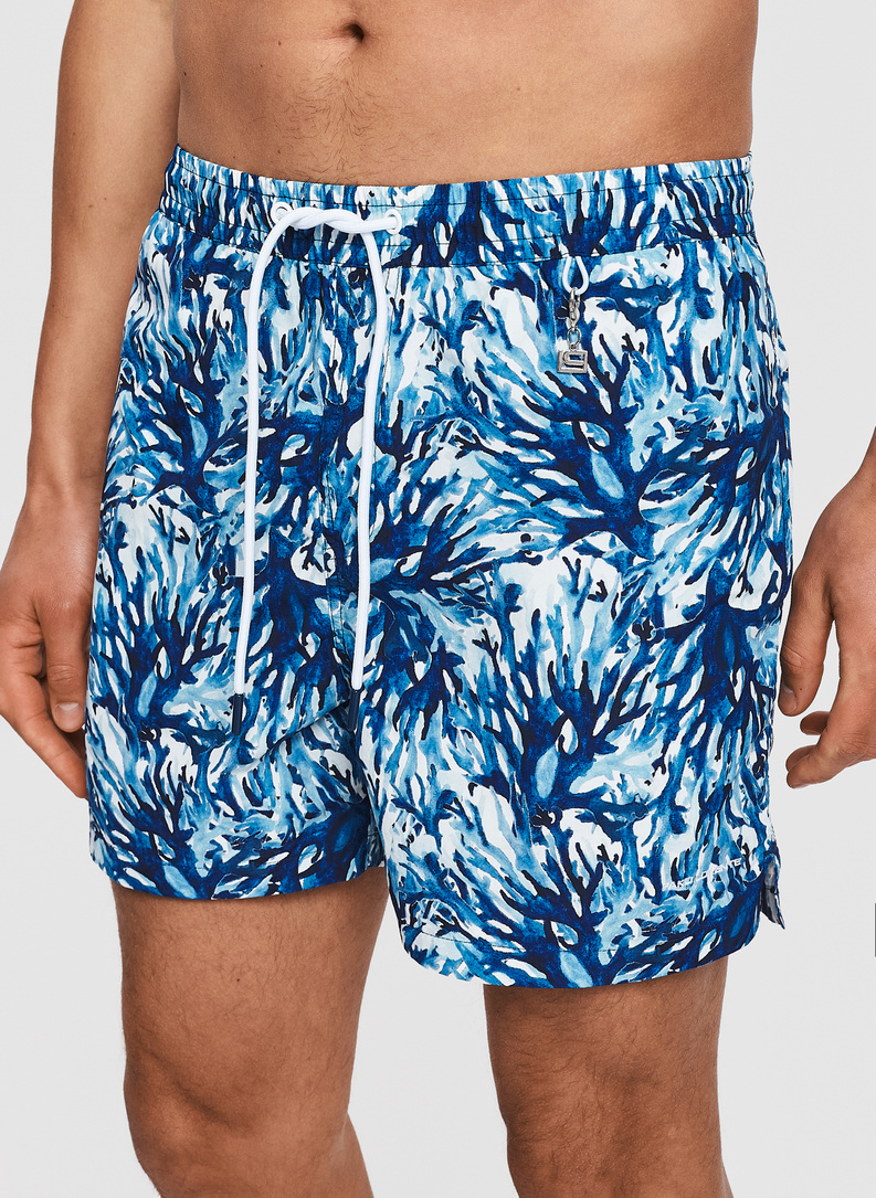 Szorty kąpielowe w niebieski wzór koralowy