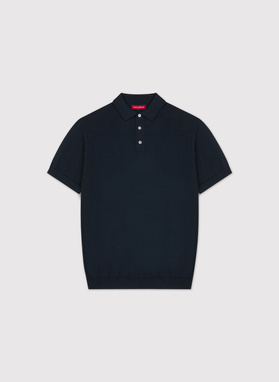 Granatowe polo swetrowe z wełny merino