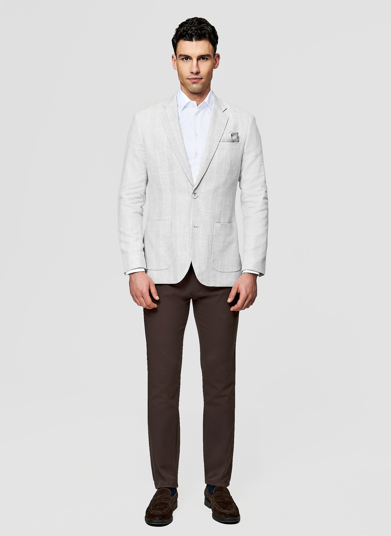 Szara marynarka casual z lnem i bawełną