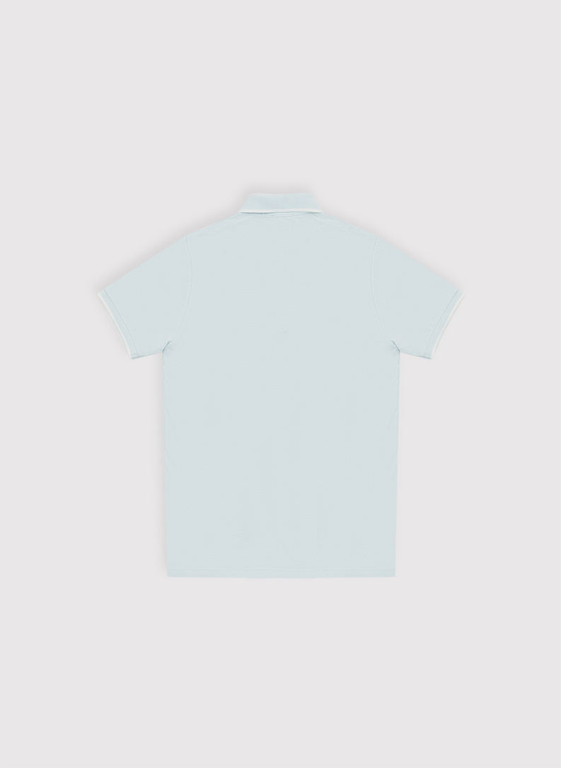 Błękitny t-shirt polo z bawełną