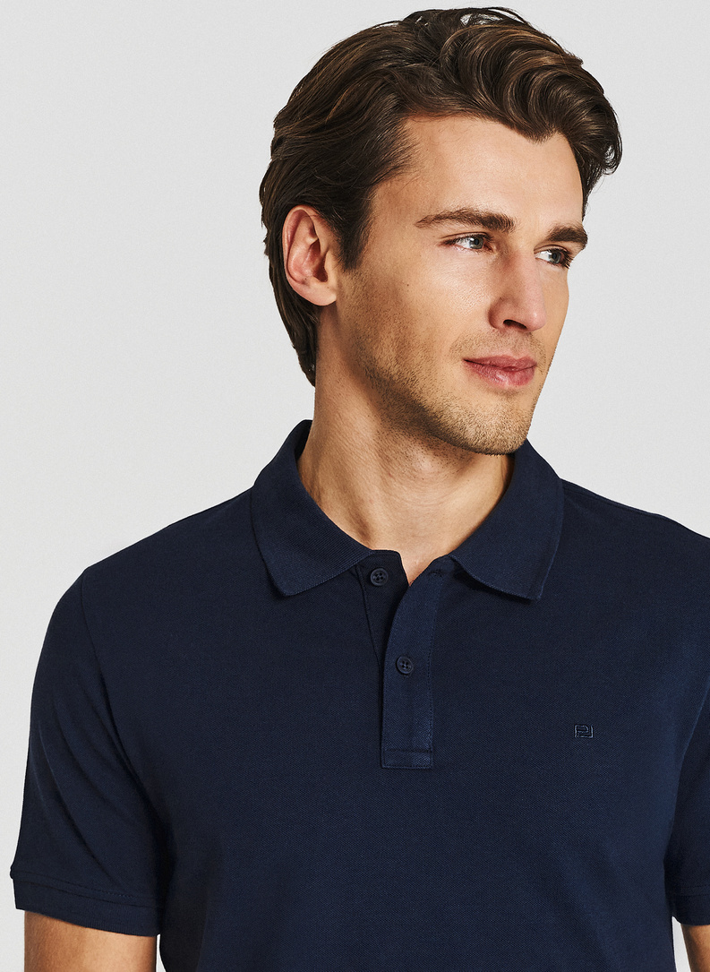 Granatowe męskie polo z bawełny