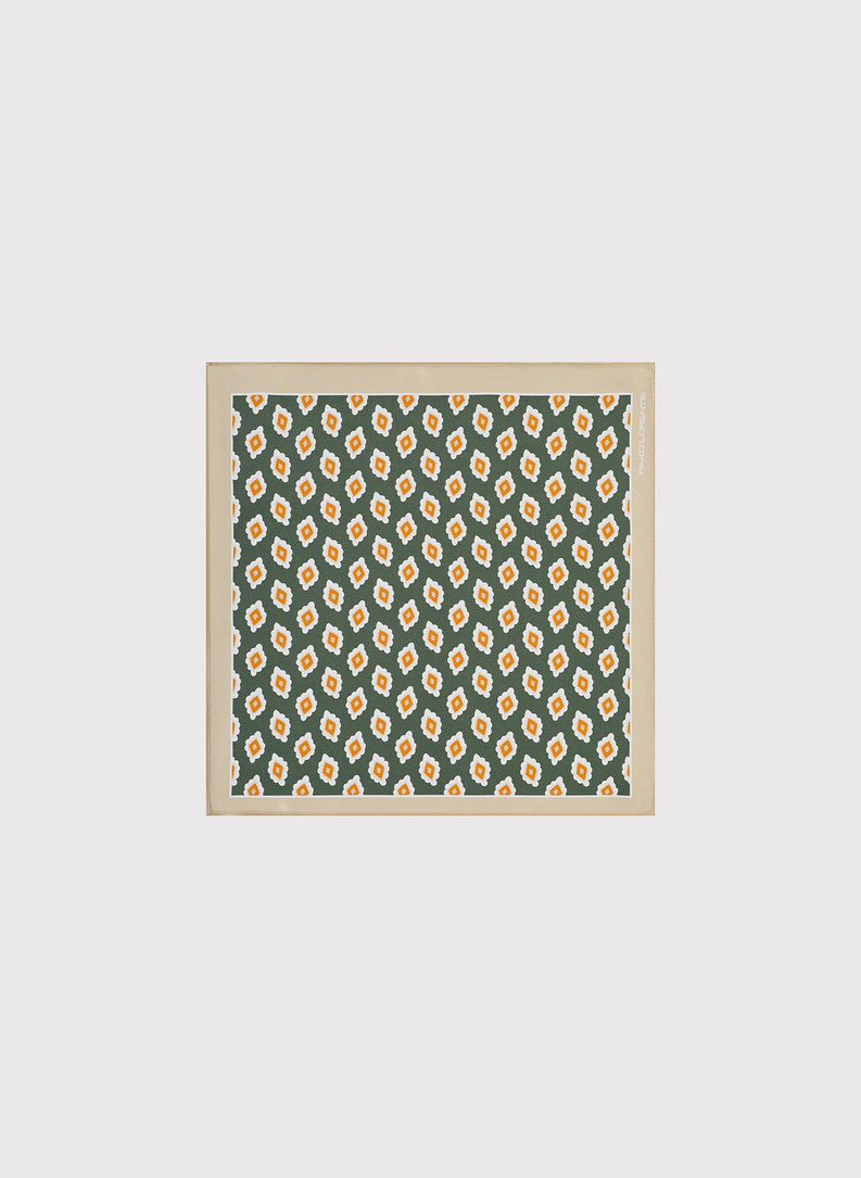 Oliwkowa poszetka męska ze wzorem