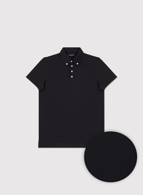 Czarny t-shirt polo z bawełny