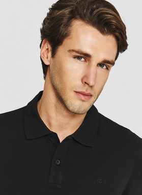 Czarne męskie polo z bawełny