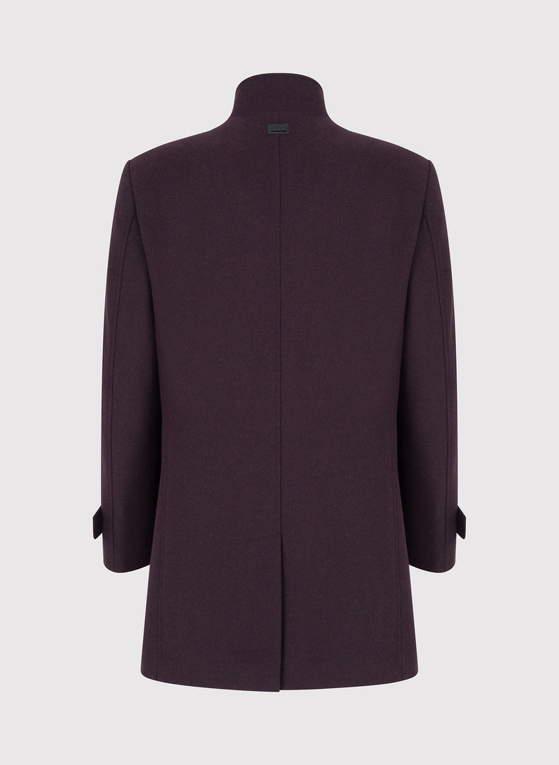 Wełniany płaszcz męski w kolorze bordowym