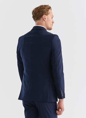 Wełniany gładki granatowy garnitur COIN basic