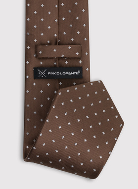 Brązowy krawat męski w mikrowzór