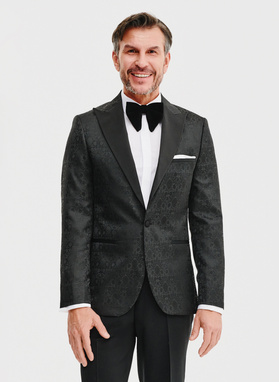 Czarna żakardowa marynarka smokingowa