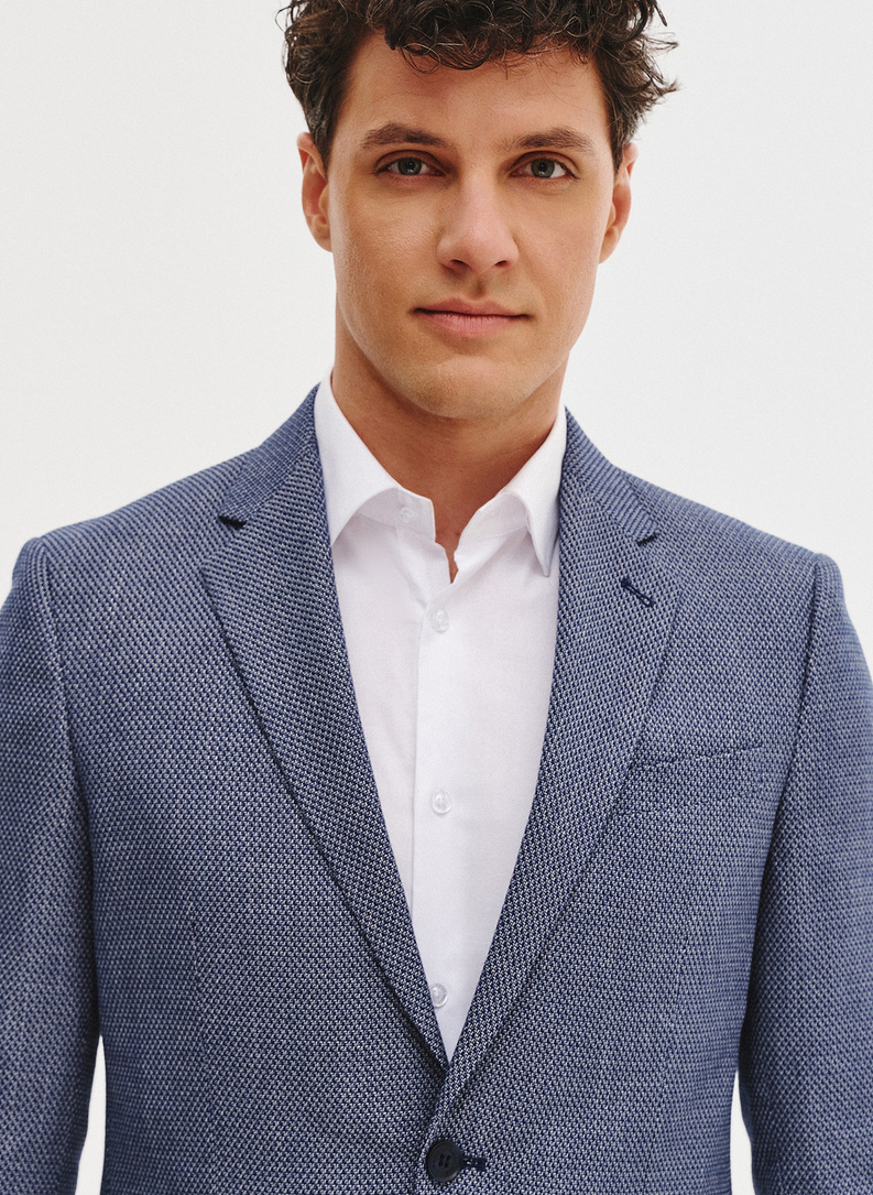 Niebieska marynarka męska z wiskozą