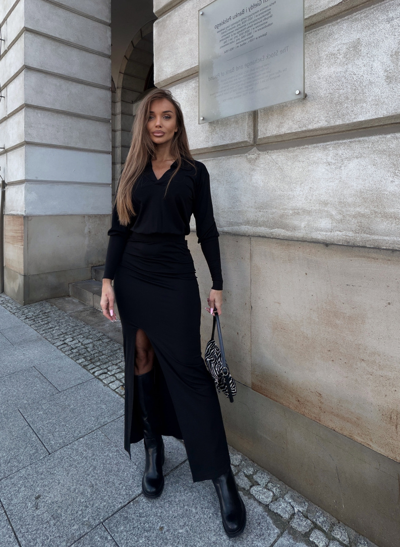 Długa sukienka polo MIA czarny