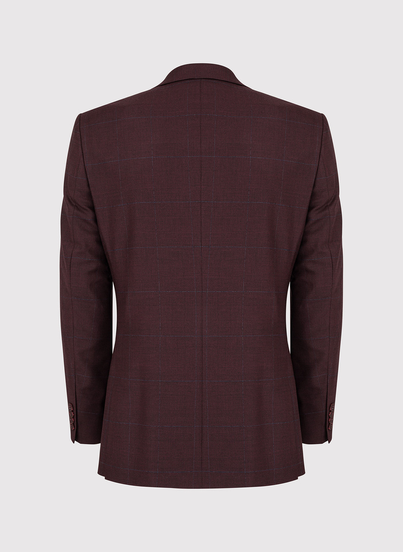 Bordowa marynarka garniturowa w subtelną kratę