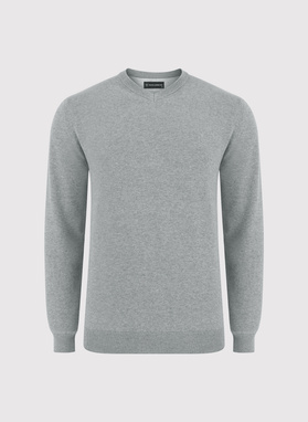 Jasnoszary męski sweter w serek 