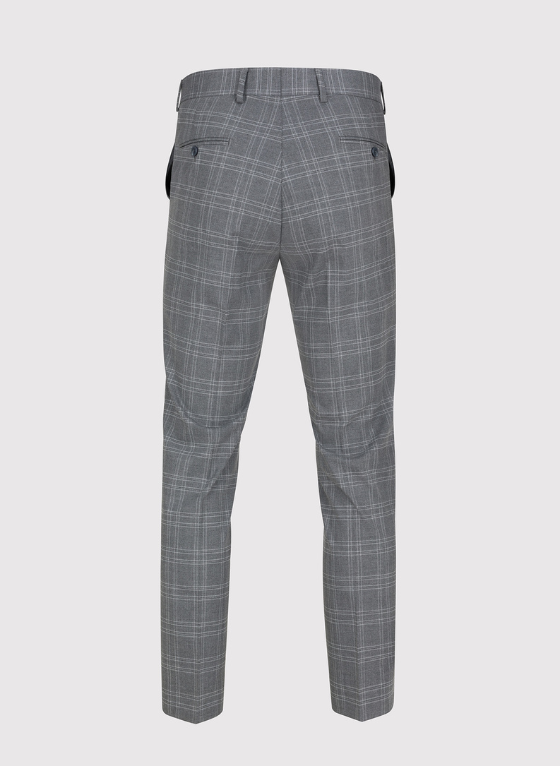 Szare spodnie garniturowe w kratkę