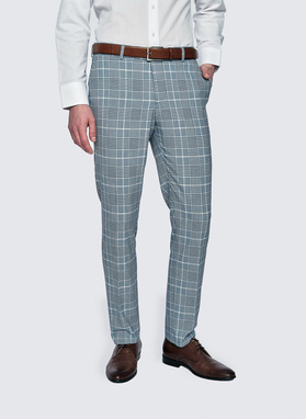Niebieskie spodnie garniturowe w kratę