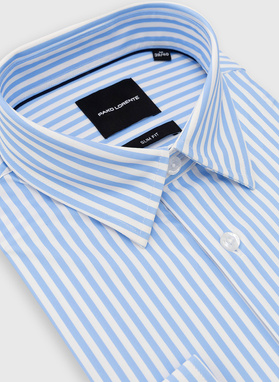 Niebieska koszula męska w prążek