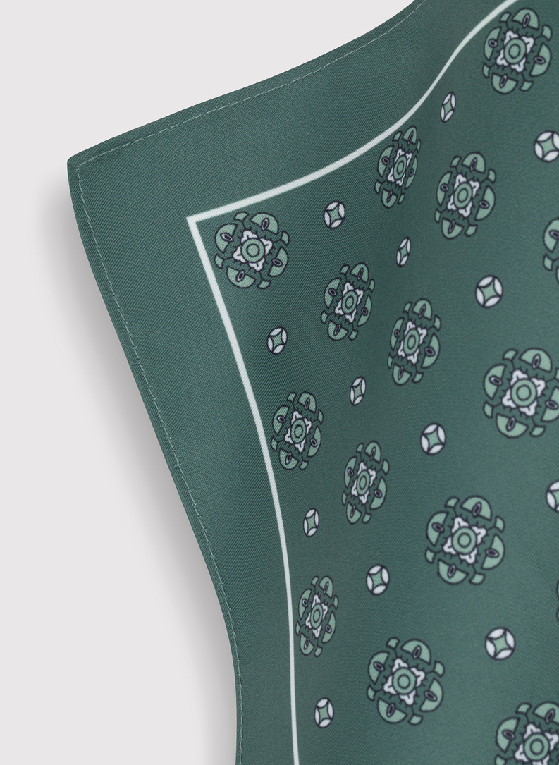 Poszetka męska w kolorze zielonym we wzory