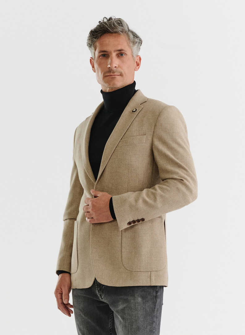 Casualowa marynarka męska w kolorze beżowym