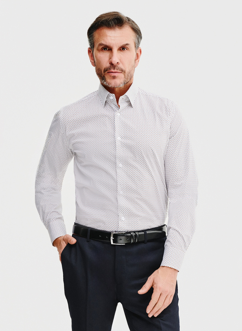 Biała koszula męska w mikrowzór