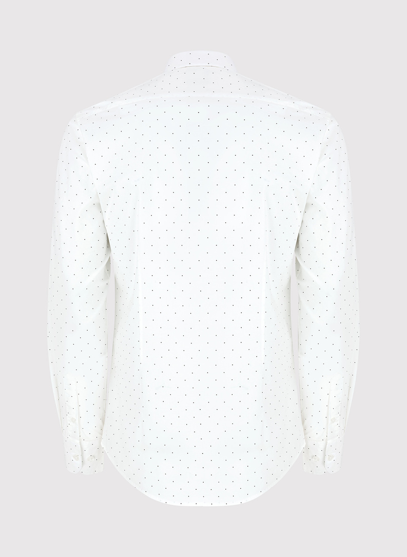 Biała koszula męska w czarne kropki