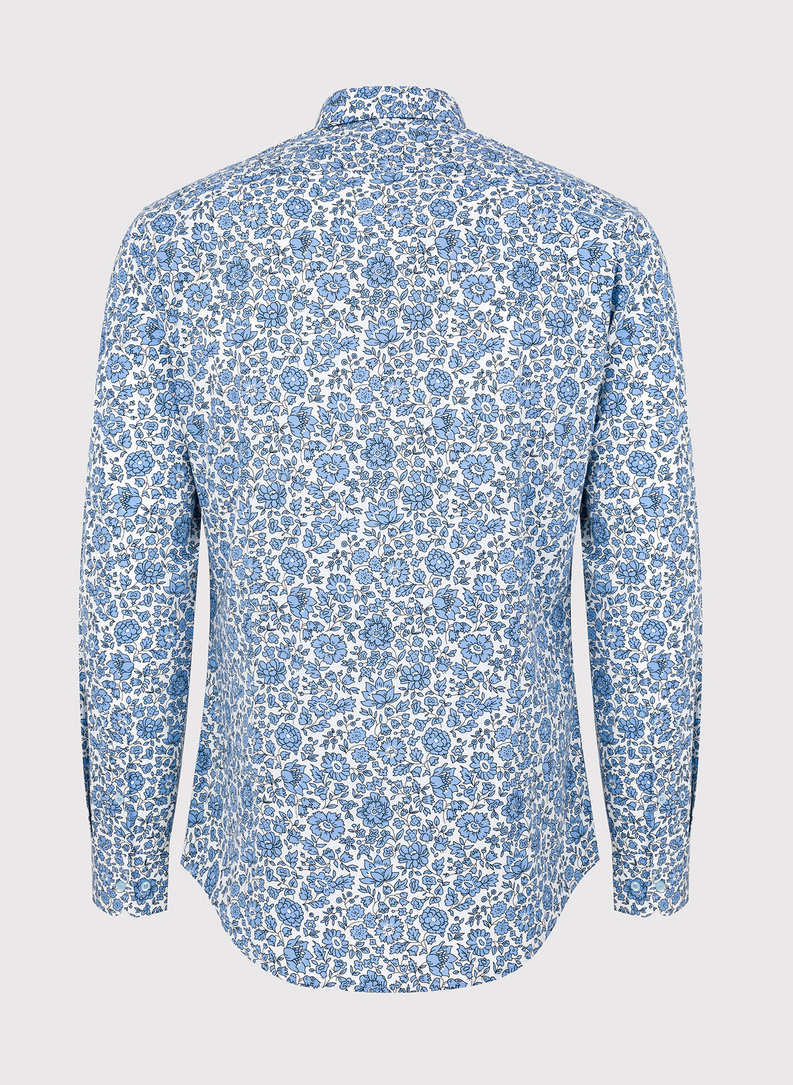 Biała koszula w niebieskie kwiaty 