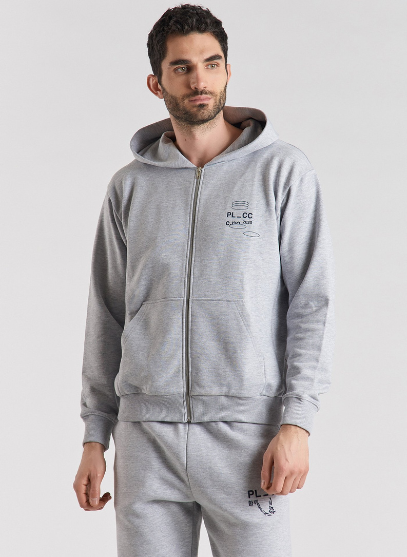 Szara bluza z kapturem oversize C21SF-2R-001-S