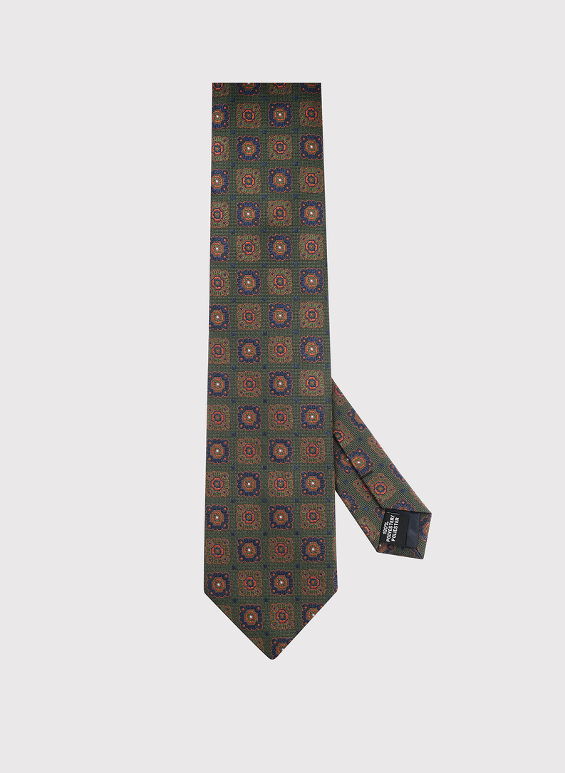 Zielony krawat w kwadraty