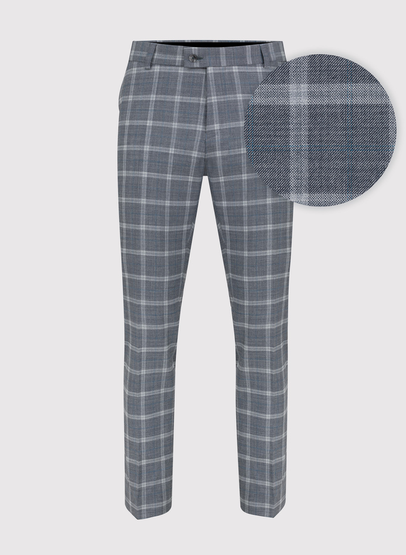 Szary garnitur męski w kratę