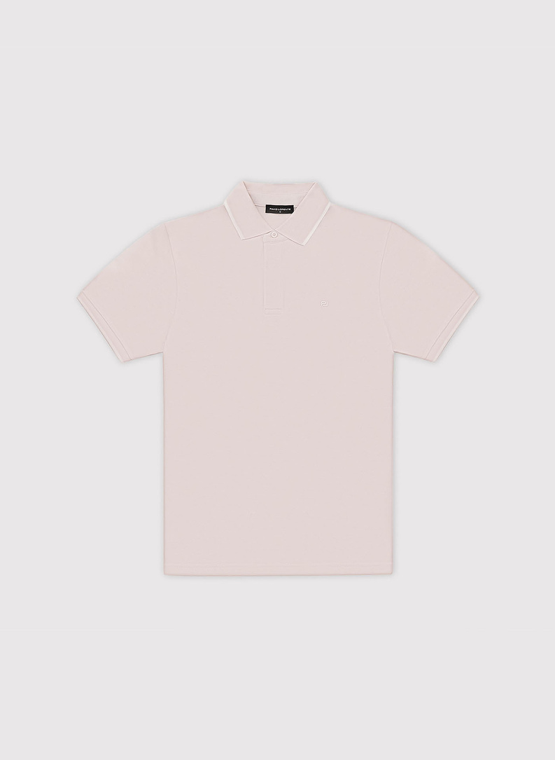 Różowy t-shirt polo z bawełną