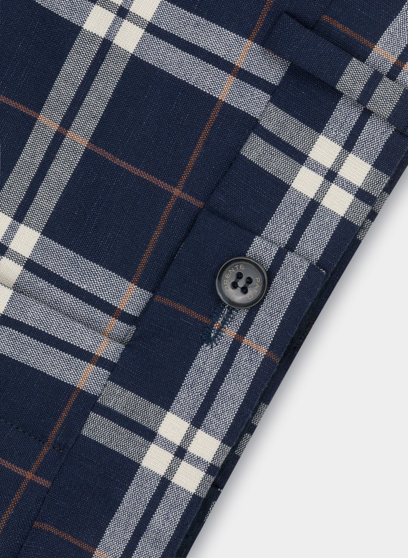 Granatowy garnitur w intensywną kratę