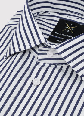 Bawełniana koszula męska w granatowe paski