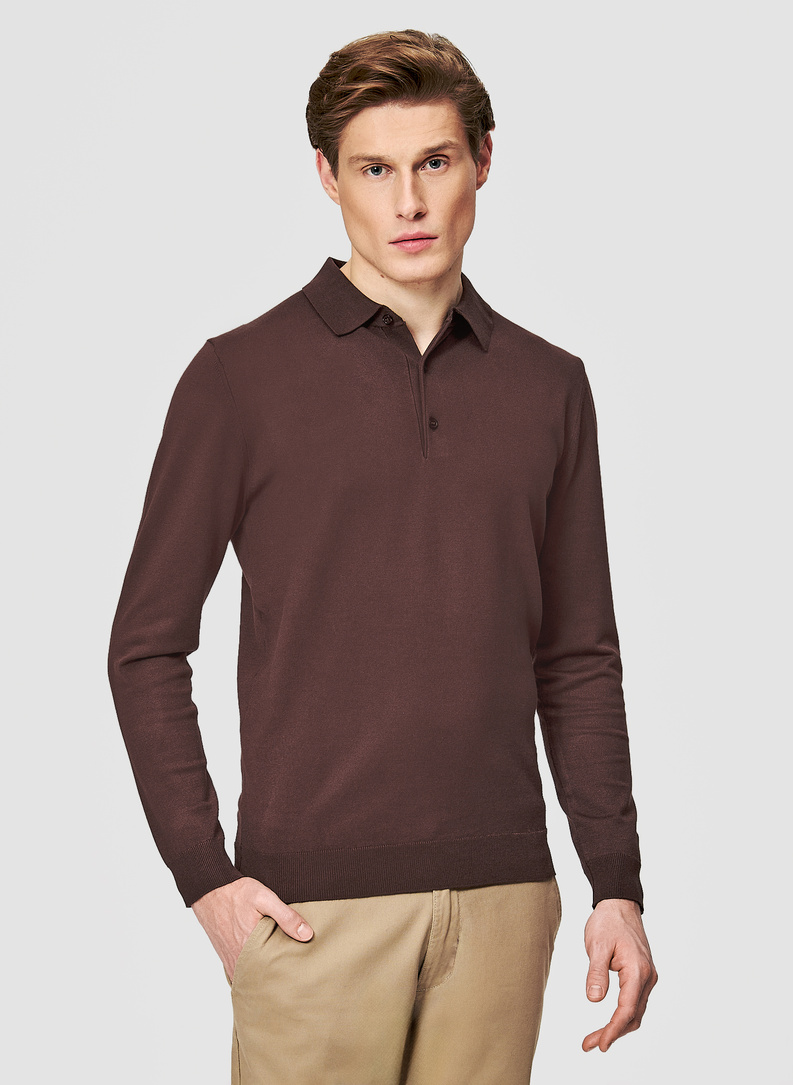 Sweter polo w kolorze brązowym
