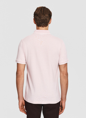 Różowy t-shirt polo z bawełną