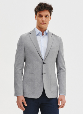 Jasnoszara marynarka z dzianiny