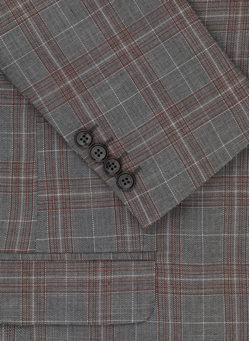 Szara marynarka casualowa w brązową kratę