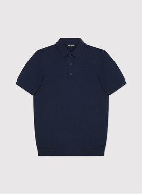 Granatowy swetrowy t-shirt polo