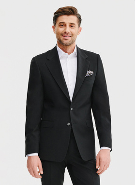 Wełniany czarny garnitur męski
