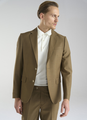 Jasnobrązowy męski garnitur z wełną