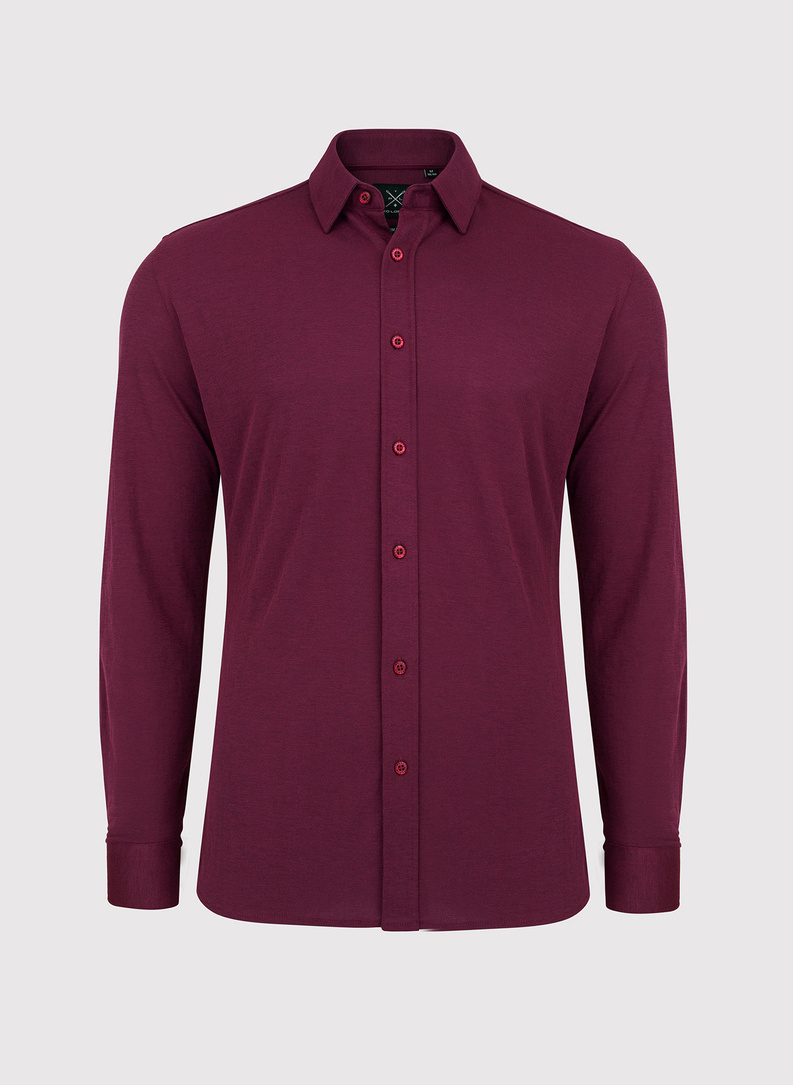 Gładka taliowania koszula w kolorze bordowym